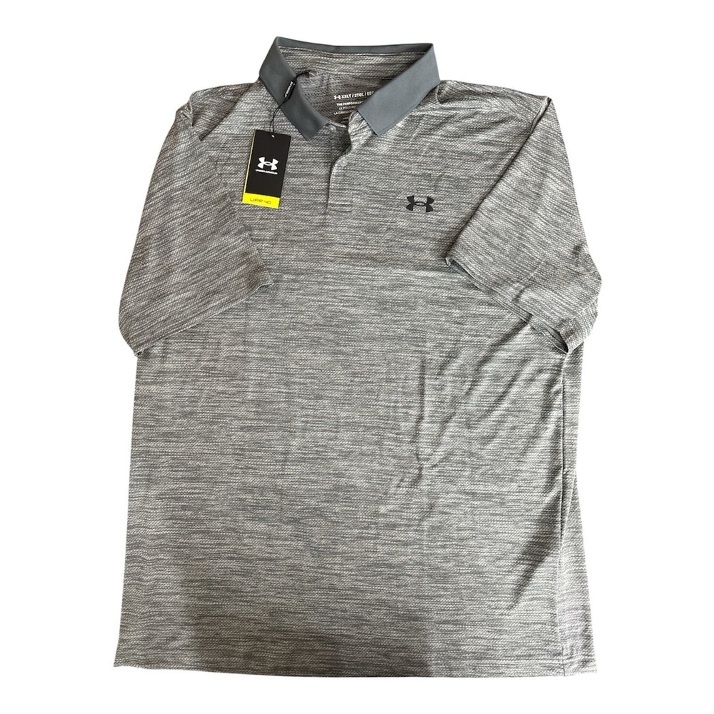 NWT UNDER ARMOUR THE PERFORMANCE 2.0 GOLF POLO SHIRT METALIC GRAY SIZE XXLT